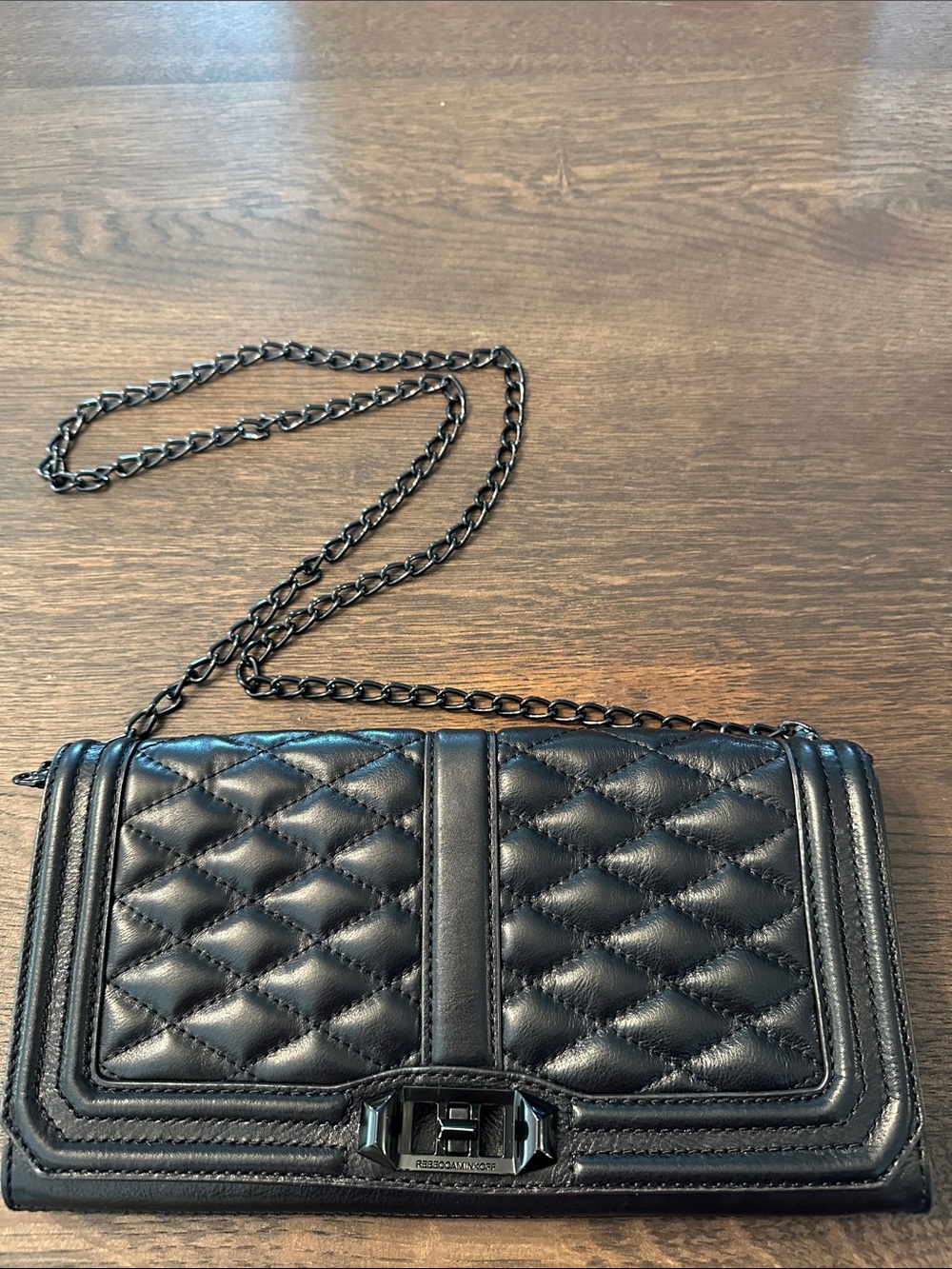 Black Quilted Chain-Strap Crossbody Bag